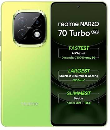 Realme Narzo 70 Turbo 5G (Turbo Green,12Gb Ram, 256Gb Storage) Dimensity 7300 Compare Price Mobilephones