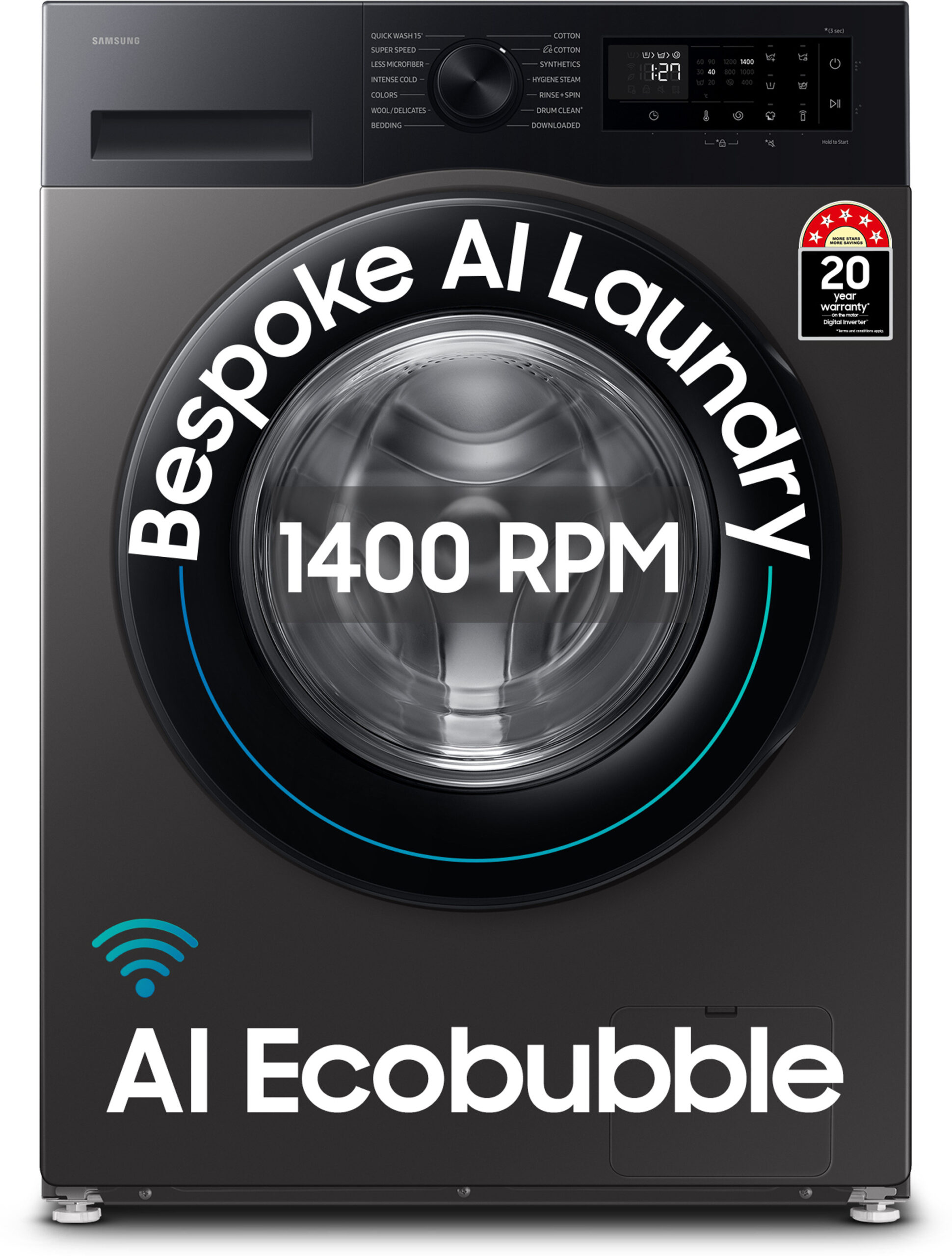 Samsung 9 kg 5 star | AI EcoBubble (WW90DG5U24AXTL) | Front load